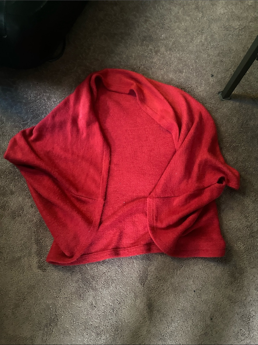 Women's Red Open-Front Sweater Cardigan